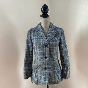 Vintage Pendleton Wool Blue Plaid Blazer Jacket